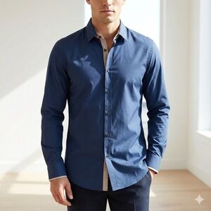 BOSS Hugo Boss navy blue Juri slim fit dress shirt - 16.5